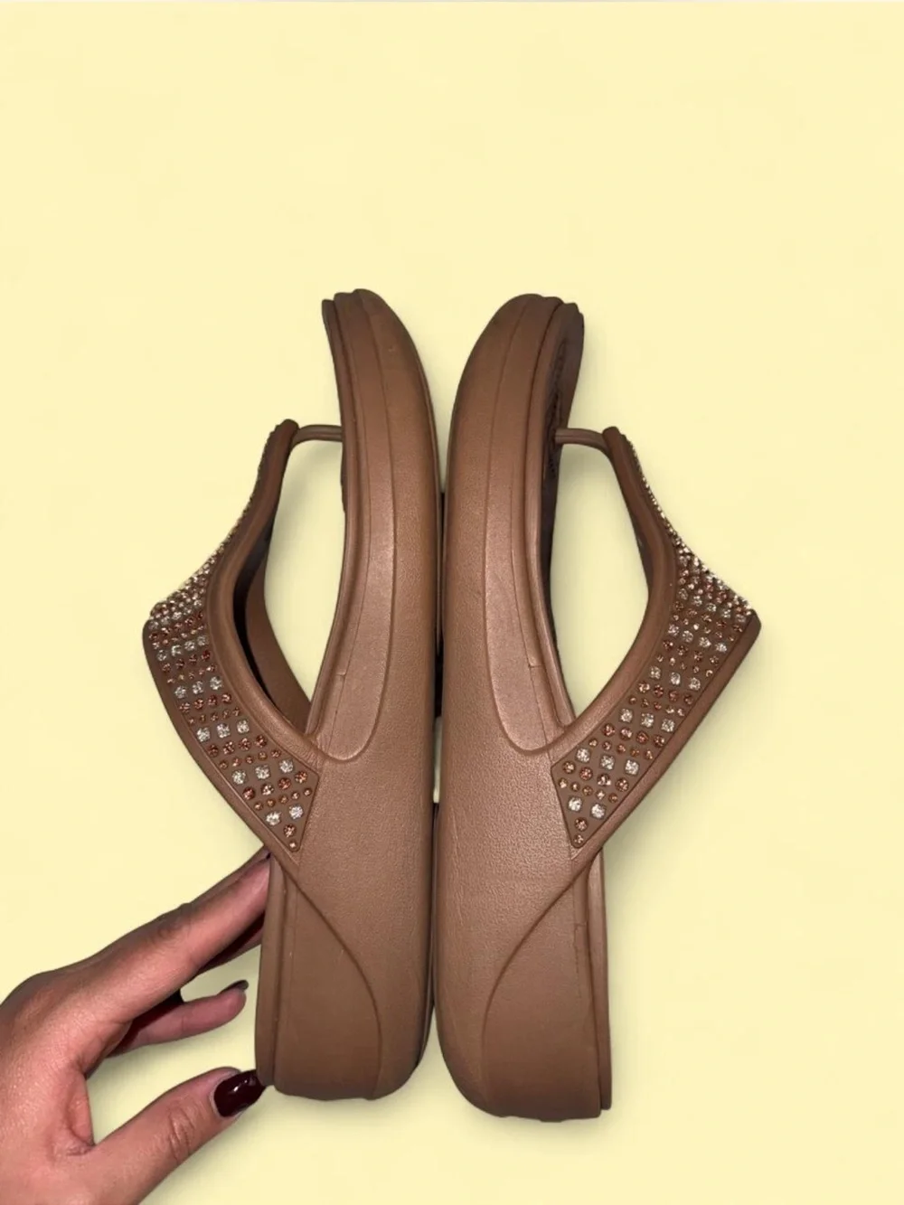 CROCS Women’s Brown Jeweled Thong Sandals